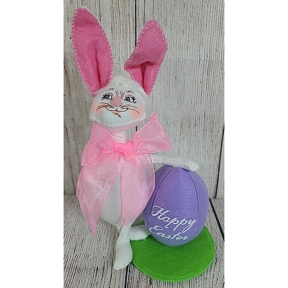 Annalee Dolls Felt Happy Easter Bunny Figure Pink White Purple Egg 6" 2018 New